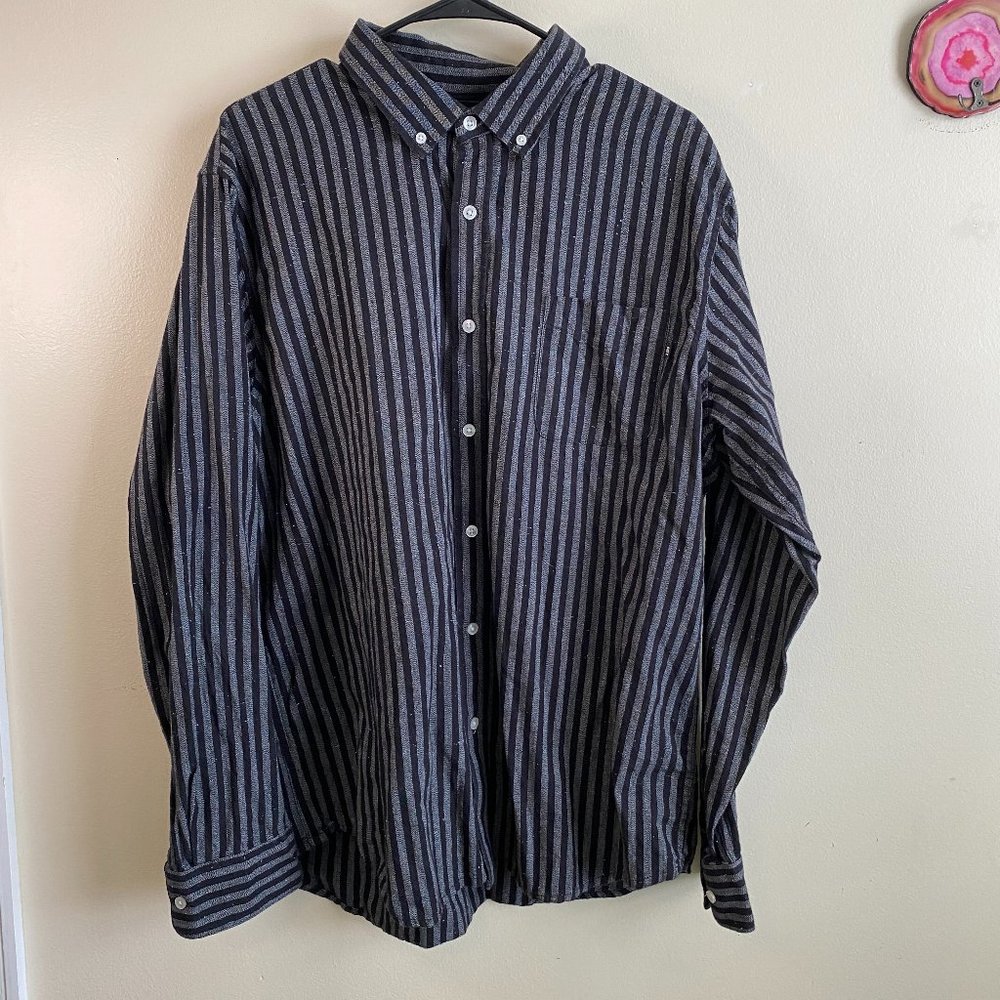 Obey Striped Button Down Long Sleeve Shirt
